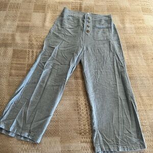 Aeropostale Super High Waist Linen Wide Leg Crop Button Front Casual Pants